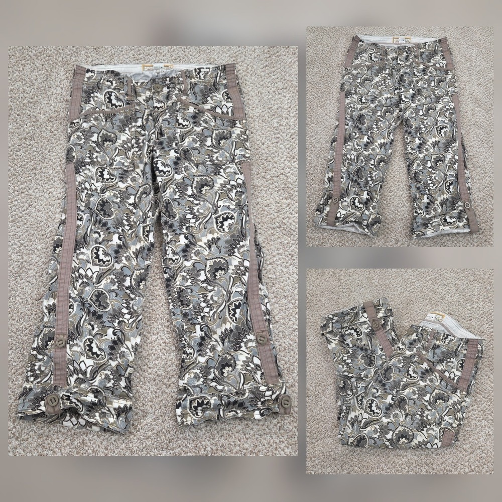 Adventura Paisley‎ Roll Up Capris Pants Green Summer Nature Boho Women's Size 6